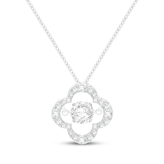 Unstoppable Love Lab-Grown Diamond Clover Frame Necklace 1-1/2 ct tw 10K White Gold 19"