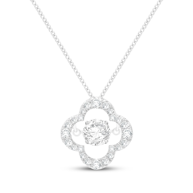 Main Image 1 of Unstoppable Love Lab-Grown Diamond Clover Frame Necklace 1-1/2 ct tw 10K White Gold 19"