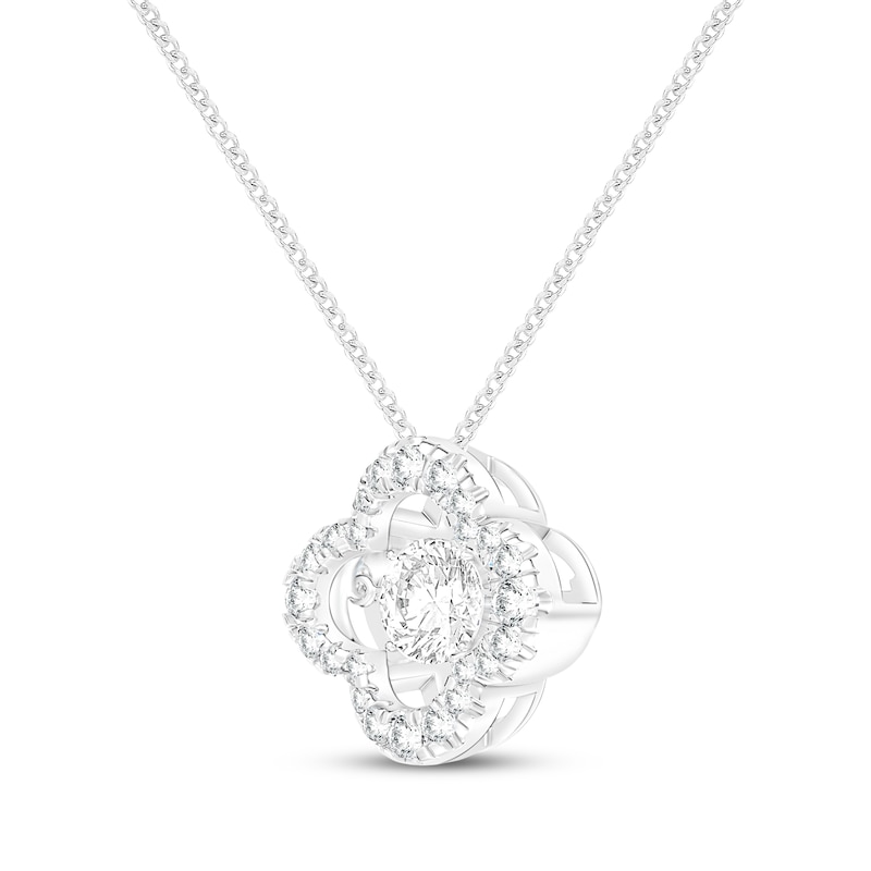 Main Image 2 of Unstoppable Love Lab-Grown Diamond Clover Frame Necklace 1-1/2 ct tw 10K White Gold 19"