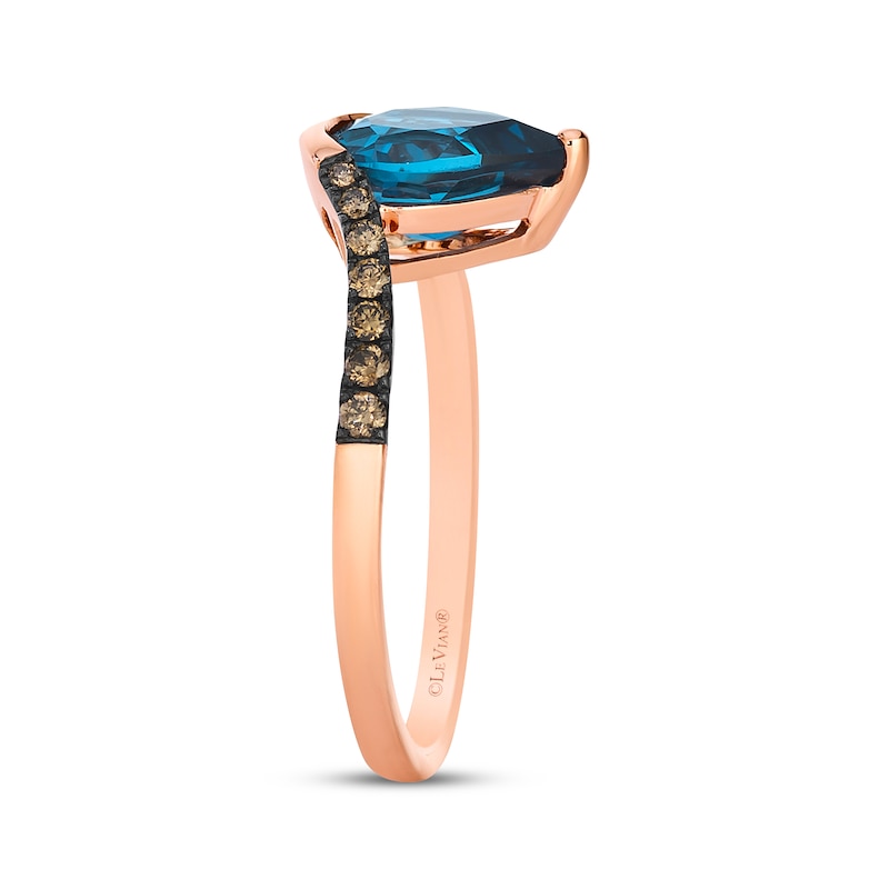 Main Image 2 of Le Vian Pear-Shaped Blue Topaz Ring 1/6 ct tw Diamonds 14K Strawberry Gold