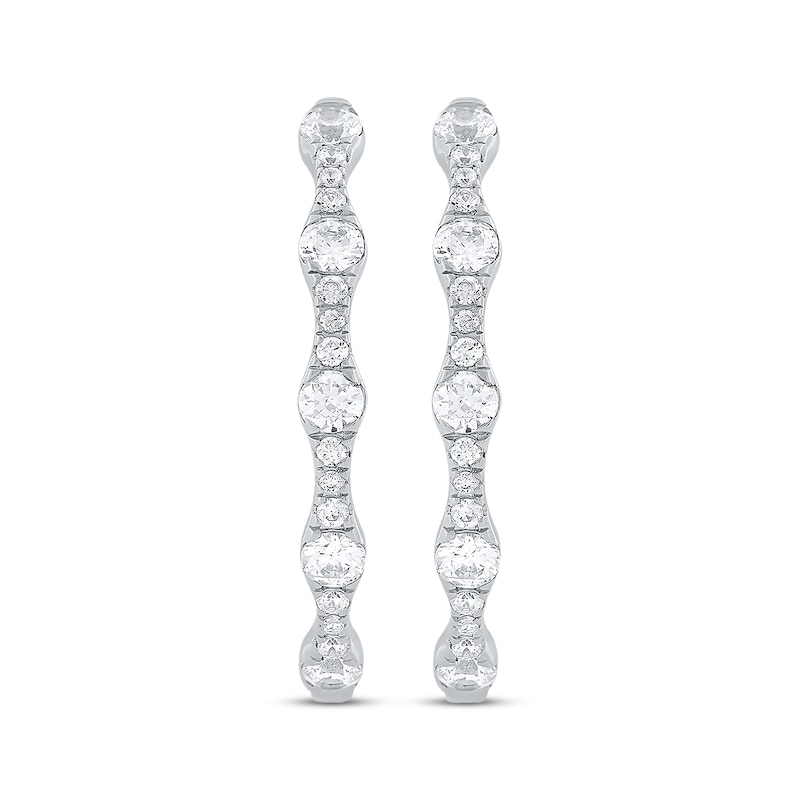 Main Image 2 of KAY Lab-Grown Diamonds Scalloped Hoop Earrings 1 ct tw 10K White Gold