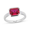 Thumbnail Image 1 of STUDIO BY KAY Emerald-Cut Lab-Created Ruby Bezel-Set Solitaire Ring Sterling Silver