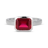 Thumbnail Image 3 of STUDIO BY KAY Emerald-Cut Lab-Created Ruby Bezel-Set Solitaire Ring Sterling Silver