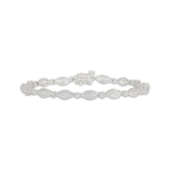 Multi-Diamond Marquise Link Bracelet 1/2 ct tw 10K White Gold 7.25"