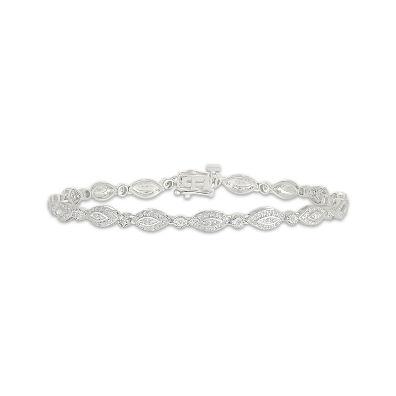 Main Image 1 of Multi-Diamond Marquise Link Bracelet 1/2 ct tw 10K White Gold 7.25"