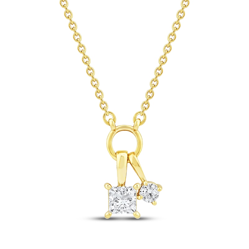 Main Image 1 of STUDIO BY KAY Princess & Round-Cut Lab-Grown Diamond Charms Necklace 1/4 ct tw 24K Yellow Gold Vermeil Sterling Silver 18"