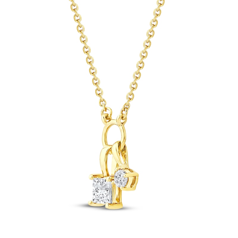 Main Image 2 of STUDIO BY KAY Princess & Round-Cut Lab-Grown Diamond Charms Necklace 1/4 ct tw 24K Yellow Gold Vermeil Sterling Silver 18"