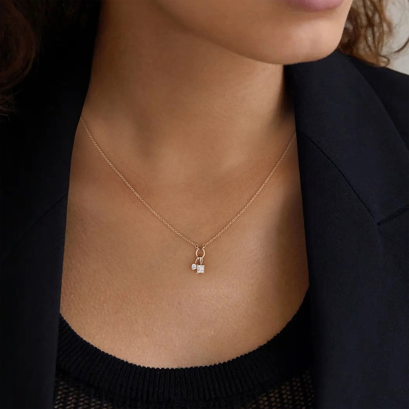 Main Image 6 of STUDIO BY KAY Princess & Round-Cut Lab-Grown Diamond Charms Necklace 1/4 ct tw 24K Yellow Gold Vermeil Sterling Silver 18"