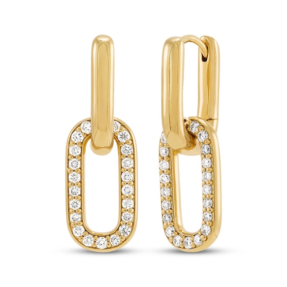 STUDIO BY KAY Lab-Grown Diamond Link Drop Hoop Earrings 5/8 ct tw 24K Yellow Gold Vermeil Sterling Silver
