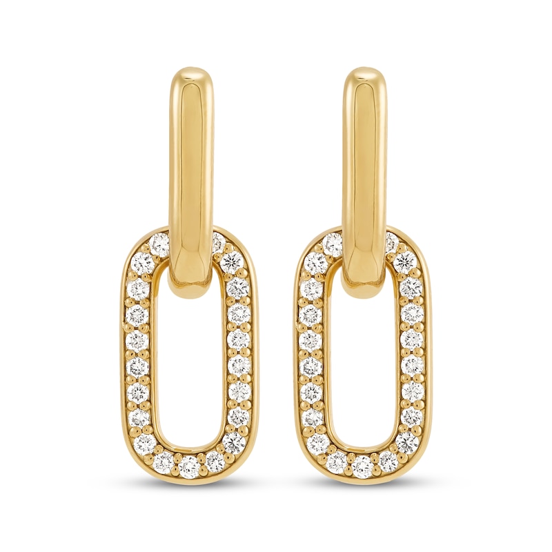 Main Image 2 of STUDIO BY KAY Lab-Grown Diamond Link Drop Hoop Earrings 5/8 ct tw 24K Yellow Gold Vermeil Sterling Silver