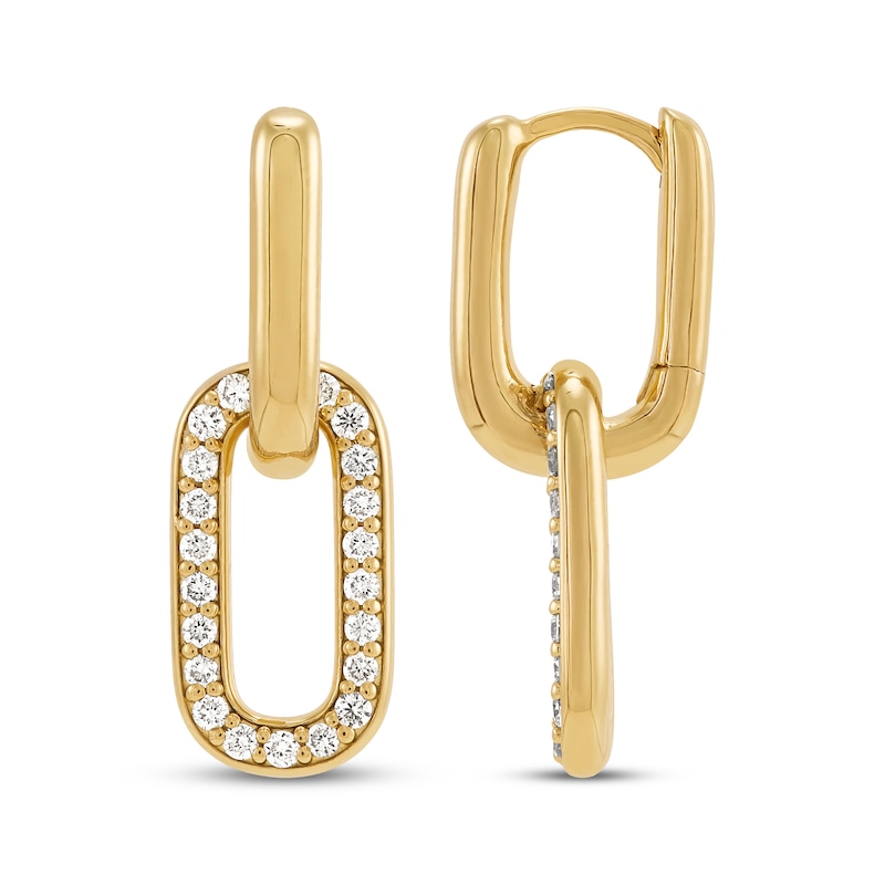 Main Image 3 of STUDIO BY KAY Lab-Grown Diamond Link Drop Hoop Earrings 5/8 ct tw 24K Yellow Gold Vermeil Sterling Silver