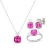 Thumbnail Image 1 of Cushion-Cut Pink Lab-Created Sapphire & White Lab-Created Sapphire Gift Set Sterling Silver