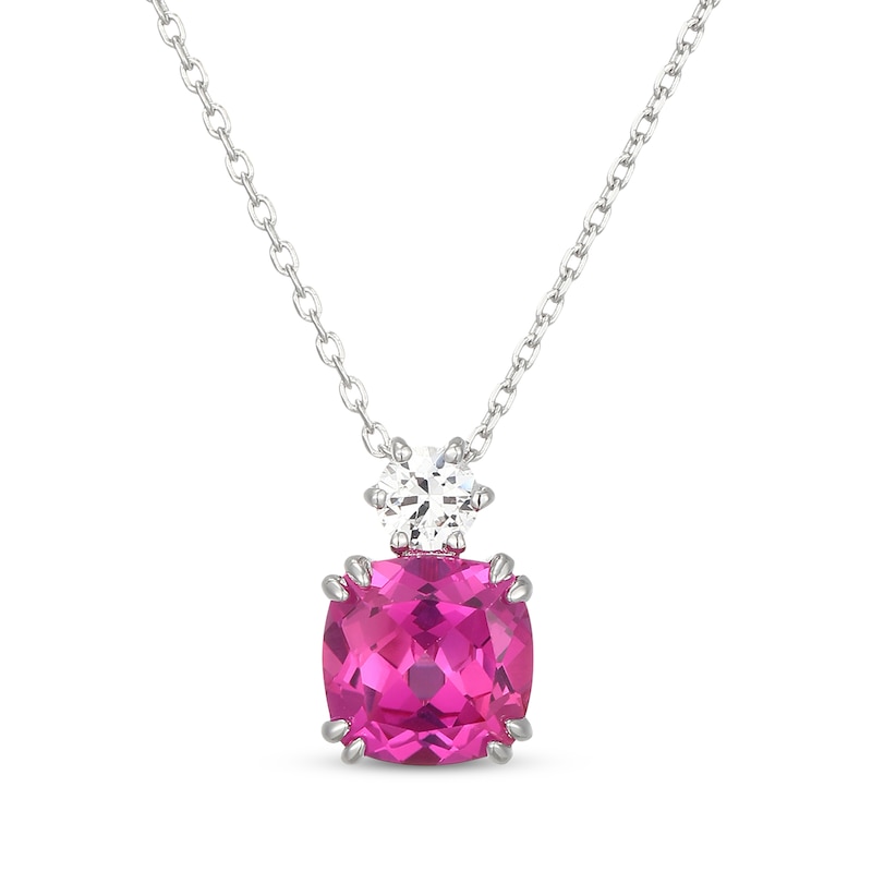 Main Image 2 of Cushion-Cut Pink Lab-Created Sapphire & White Lab-Created Sapphire Gift Set Sterling Silver