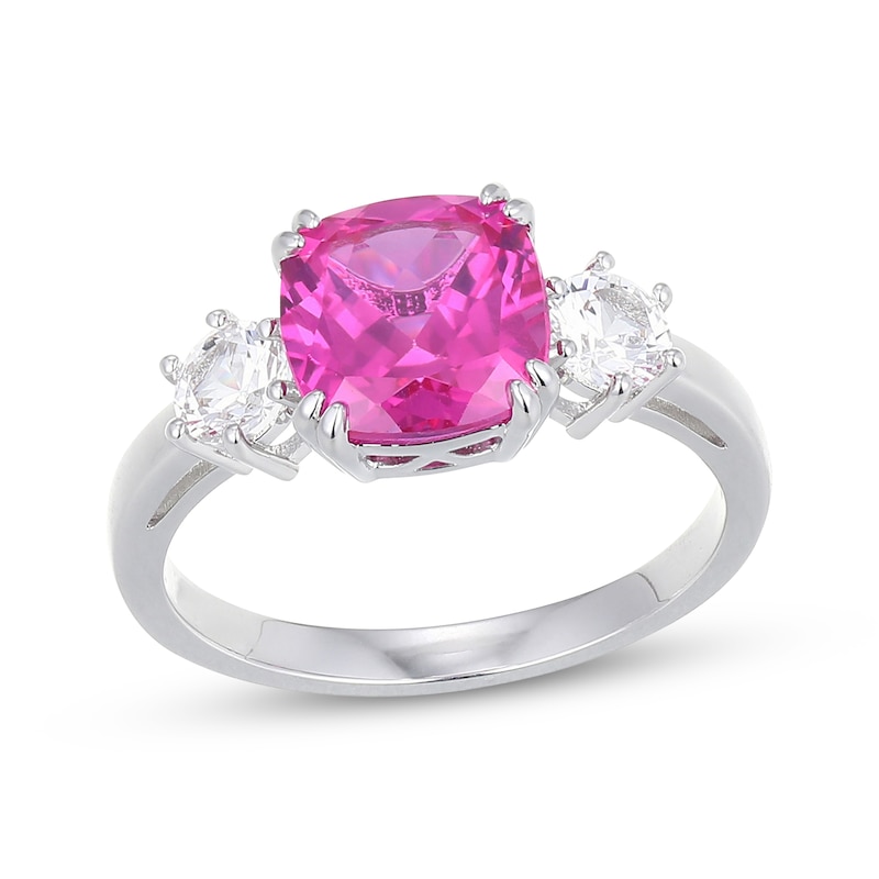 Main Image 3 of Cushion-Cut Pink Lab-Created Sapphire & White Lab-Created Sapphire Gift Set Sterling Silver
