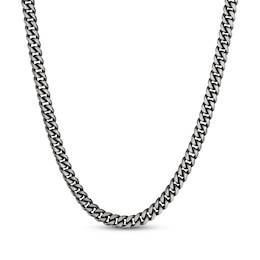 7mm Diamond-Cut Miami Cuban Curb Chain Necklace Gray-Plated Solid Sterling Silver 22"