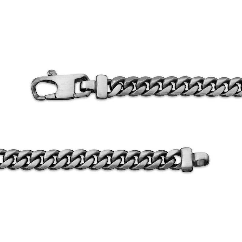 Main Image 3 of 7mm Diamond-Cut Miami Cuban Curb Chain Necklace Gray-Plated Solid Sterling Silver 22"
