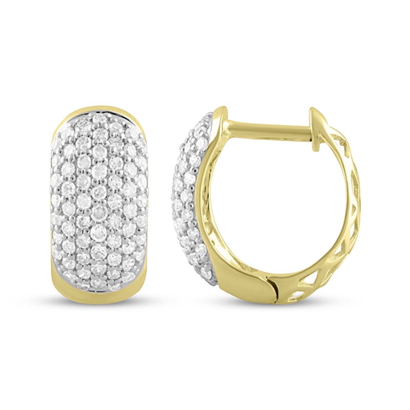 Main Image 1 of STUDIO BY KAY Lab-Grown Diamond Huggie Hoop Earrings 1/2 ct tw 24K Yellow Gold Vermeil Sterling Silver