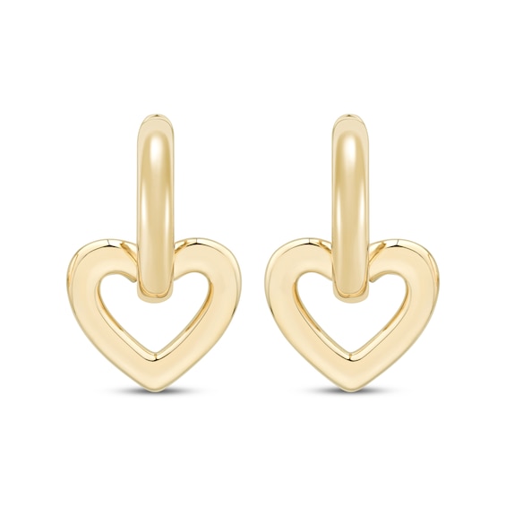 STUDIO BY KAY Heart Dangle Hoop Earrings 24K Yellow Gold Vermeil Sterling Silver