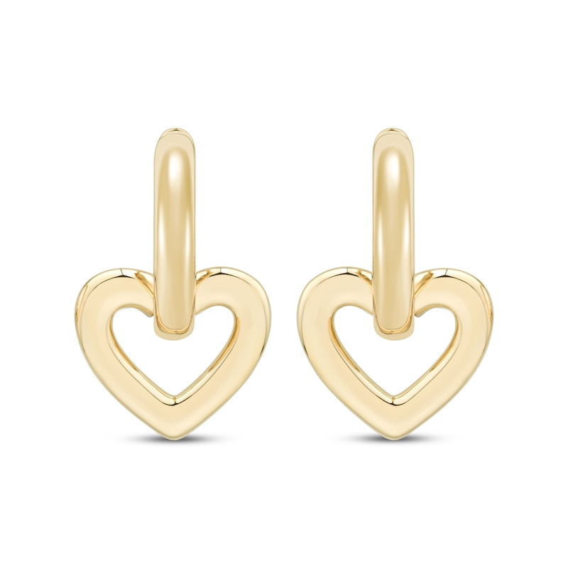 Main Image 1 of STUDIO BY KAY Heart Dangle Hoop Earrings 24K Yellow Gold Vermeil Sterling Silver