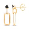 Thumbnail Image 3 of Black Diamond Paperclip Link Drop Earrings 1/8 ct tw 10K Yellow Gold