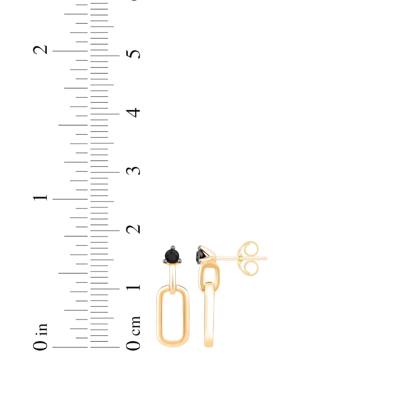 Main Image 4 of Black Diamond Paperclip Link Drop Earrings 1/8 ct tw 10K Yellow Gold