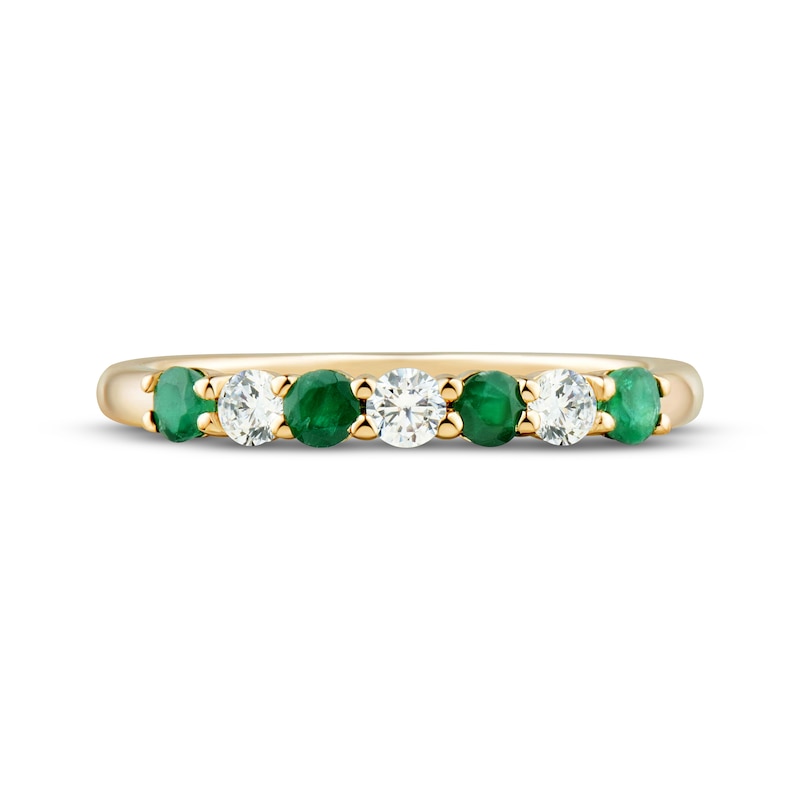 Main Image 3 of Now + Forever Natural Emerald & Diamond Anniversary Ring 1/5 ct tw 10K Yellow Gold