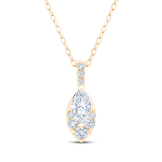 KAY Lab-Grown Diamonds Marquise & Round-Cut Necklace 1/2 ct tw 10K Yellow Gold 18"