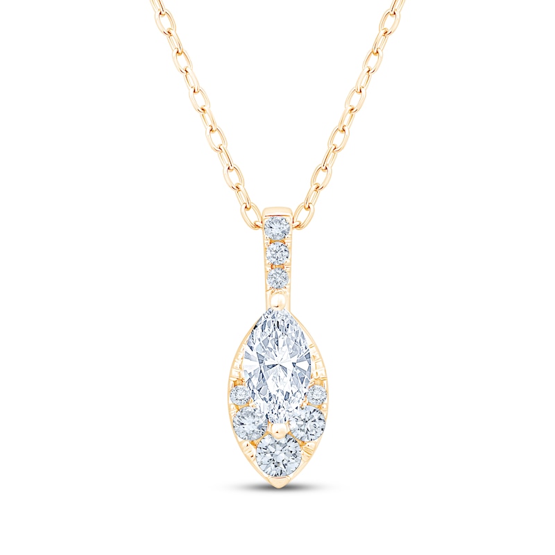 Main Image 1 of KAY Lab-Grown Diamonds Marquise & Round-Cut Necklace 1/2 ct tw 10K Yellow Gold 18"