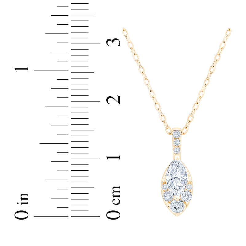 Main Image 6 of KAY Lab-Grown Diamonds Marquise & Round-Cut Necklace 1/2 ct tw 10K Yellow Gold 18"