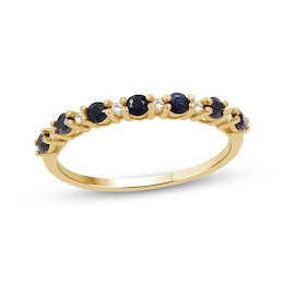 Blue Sapphire & Diamond Stackable Ring 1/20 ct tw 10K Yellow Gold