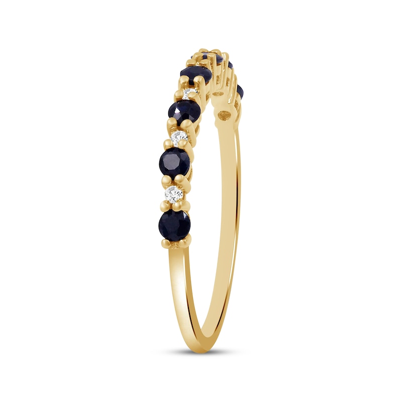 Main Image 2 of Blue Sapphire & Diamond Stackable Ring 1/20 ct tw 10K Yellow Gold