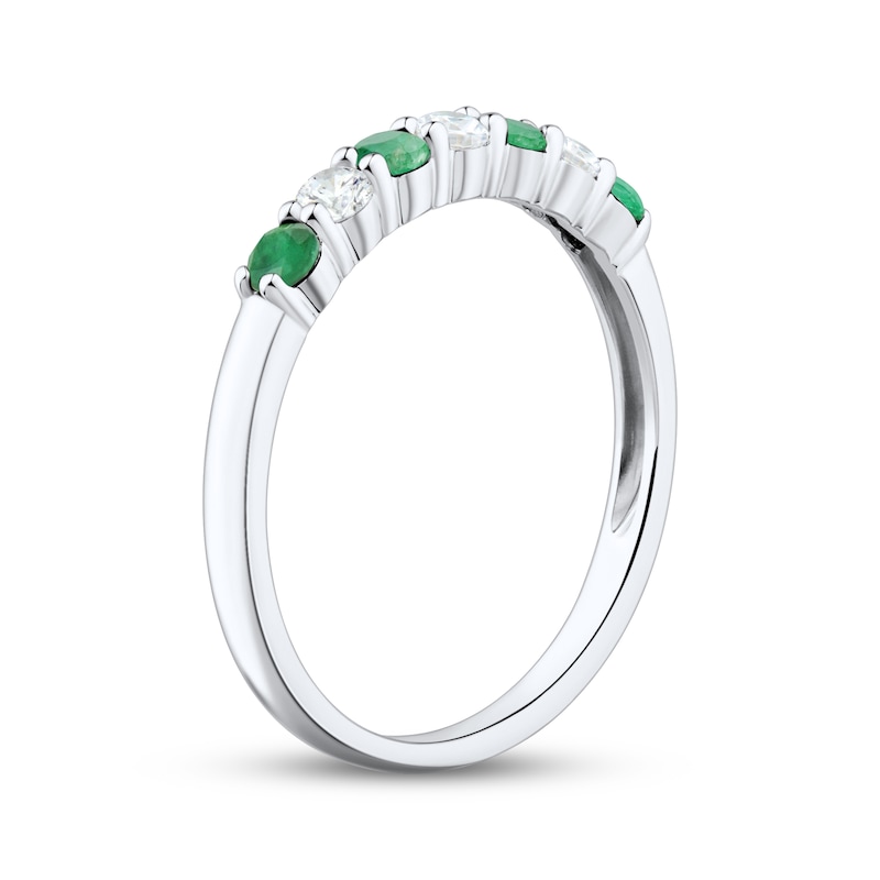 Main Image 2 of Now + Forever Natural Emerald & Diamond Anniversary Ring 1/5 ct tw 10K White Gold