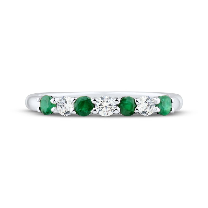 Main Image 3 of Now + Forever Natural Emerald & Diamond Anniversary Ring 1/5 ct tw 10K White Gold