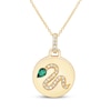 Thumbnail Image 1 of STUDIO BY KAY Pear-Shaped Lab-Created Emerald & White Lab-Created Sapphire Snake Medallion Necklace 24K Yellow Gold Vermeil Sterling Silver 18"
