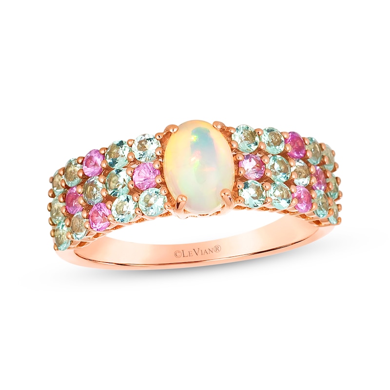 Main Image 1 of Le Vian Oval-Cut Opal, Pink Sapphire & Green Beryl Ring 14K Strawberry Gold