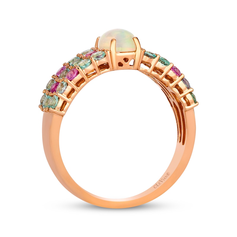 Main Image 3 of Le Vian Oval-Cut Opal, Pink Sapphire & Green Beryl Ring 14K Strawberry Gold