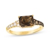 Thumbnail Image 1 of Le Vian Emerald-Cut Chocolate Quartz & Chocolate Ombré Diamond Ring 1/3 ct tw 14K Honey Gold