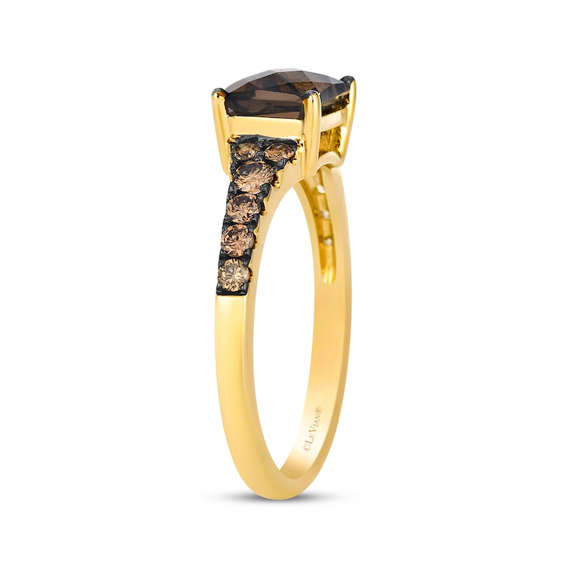 Main Image 2 of Le Vian Emerald-Cut Chocolate Quartz & Chocolate Ombré Diamond Ring 1/3 ct tw 14K Honey Gold