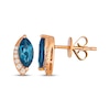 Thumbnail Image 3 of Le Vian Marquise-Cut Blue Topaz Stud Earrings 1/15 ct tw Diamonds 14K Strawberry Gold