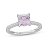 Thumbnail Image 1 of Neil Lane Cushion-Cut Purple Quartz & Diamond Engagement Ring 3/8 ct tw 14K White Gold