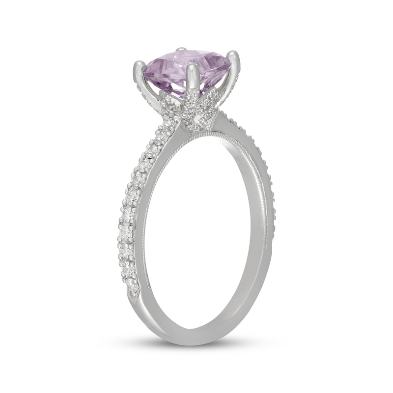 Main Image 2 of Neil Lane Cushion-Cut Purple Quartz & Diamond Engagement Ring 3/8 ct tw 14K White Gold