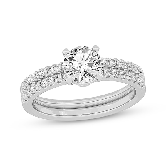 Now + Forever Lab-Grown Diamonds Round-Cut Bridal Set 1-3/8 ct tw 14K White Gold