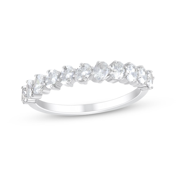 Now + Forever Oval-Cut Diamond Tilted Anniversary Ring 3/4 ct tw 14K White Gold