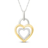 Thumbnail Image 1 of Diamond Double Heart Lock Necklace 1/10 ct tw Sterling Silver & 10K Yellow Gold 18"