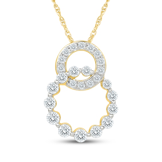KAY Lab-Grown Diamonds Interlocking Circles Necklace 5/8 ct tw 10K Yellow Gold 18"