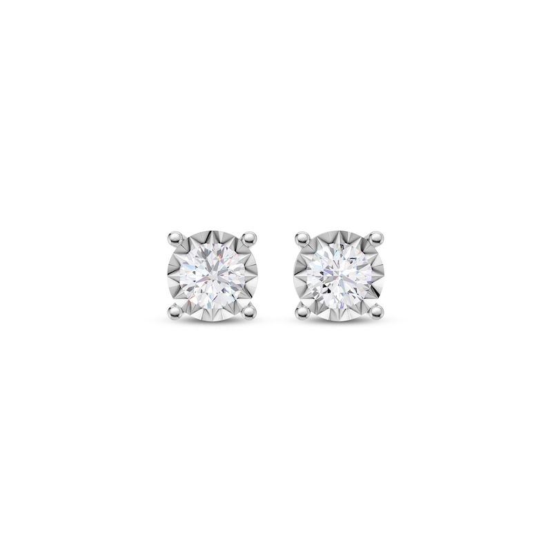 Main Image 2 of Round-Cut Diamond Solitaire Stud Earrings 1/4 ct tw Sterling Silver (J/I3)