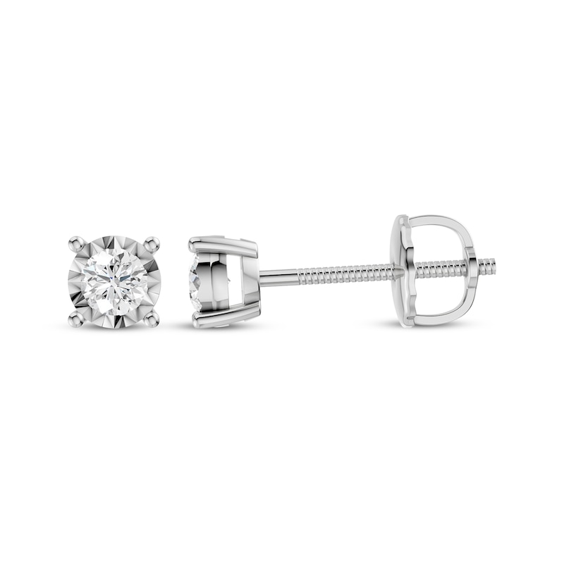 Main Image 3 of Round-Cut Diamond Solitaire Stud Earrings 1/4 ct tw Sterling Silver (J/I3)