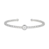 Thumbnail Image 1 of White Lab-Created Sapphire Halo Flex Cuff Bangle Bracelet Sterling Silver