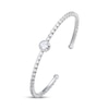Thumbnail Image 2 of White Lab-Created Sapphire Halo Flex Cuff Bangle Bracelet Sterling Silver