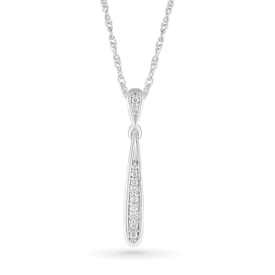 Diamond Accent Stick Necklace Sterling Silver